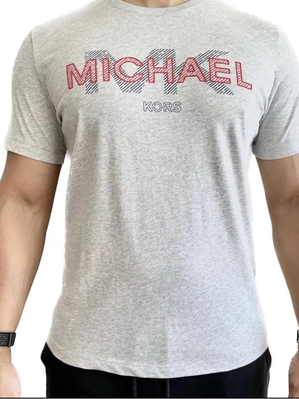 Michael Kors Grey T-Shirt with Red Logo Accent